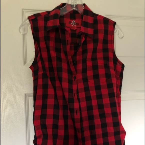 Hot Topic Tops - Hot Topic Royal Bones Flannel vest
